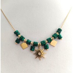 Collier doré pierre naturelle de malachite