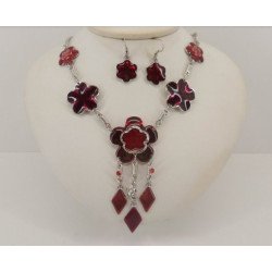 Parure fantaisie émaillée rouge