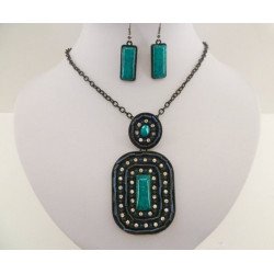 Parure fantaisie pendentif strass bleu